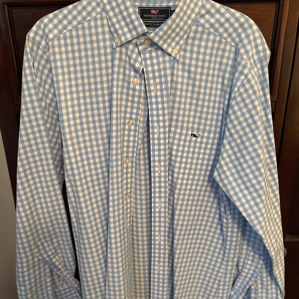 Vineyard Vines Men's Blue Gingham Shirt